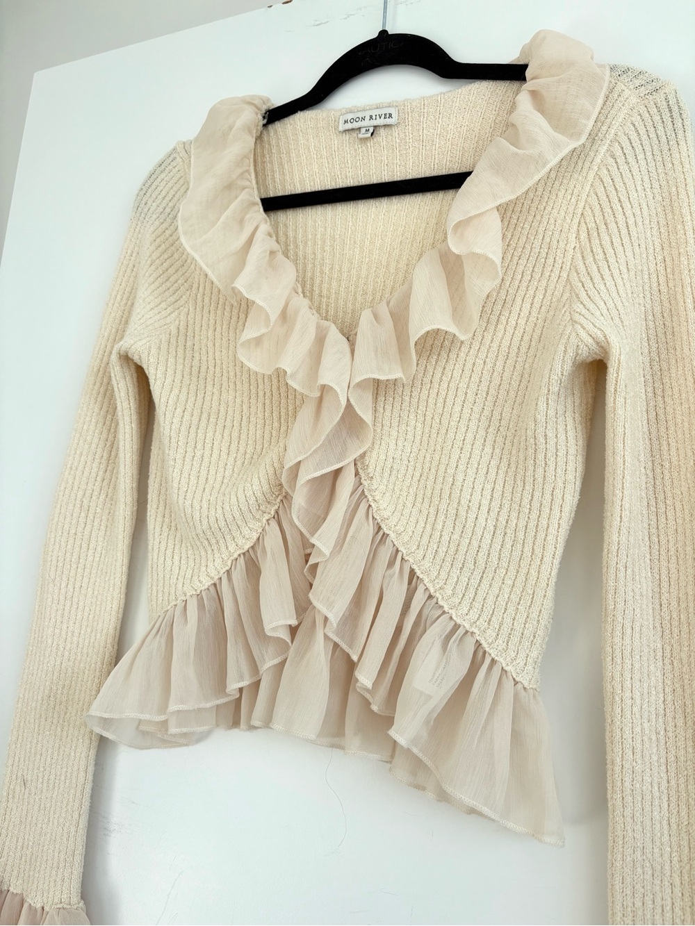 New Moon River Cream Ruffle Knit Top - Picture 7 of 8